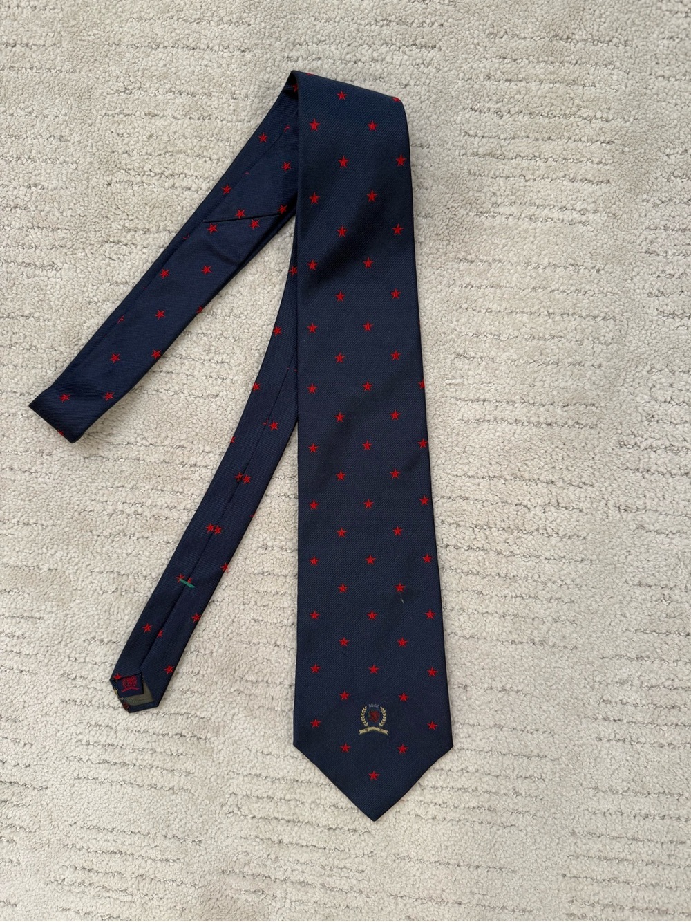 Tommy Hilfiger Navy Tie with Red Star Motif